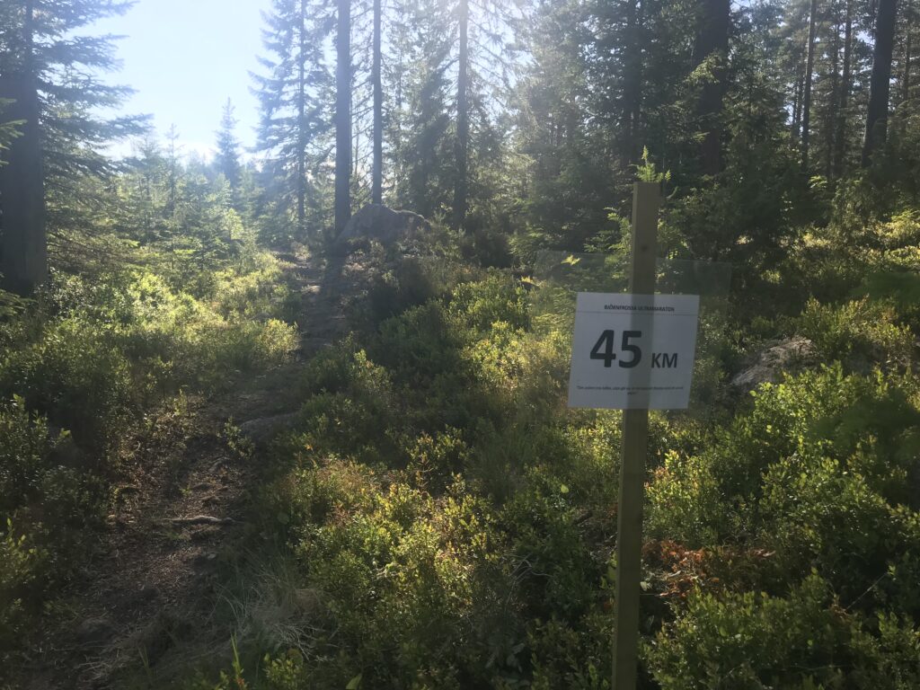 45 km-skylt längs Björnfrossabanan