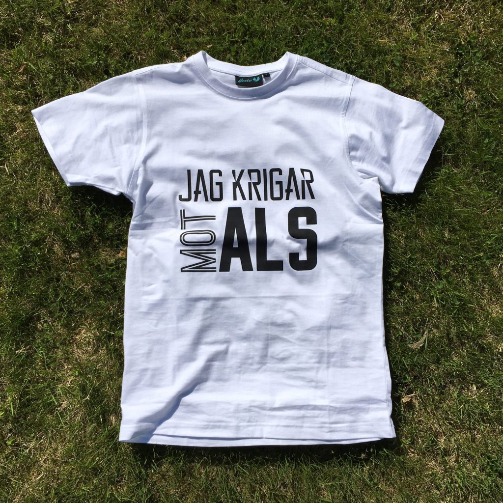 T-shirt med trycket "Jag krigar mot ALS".
